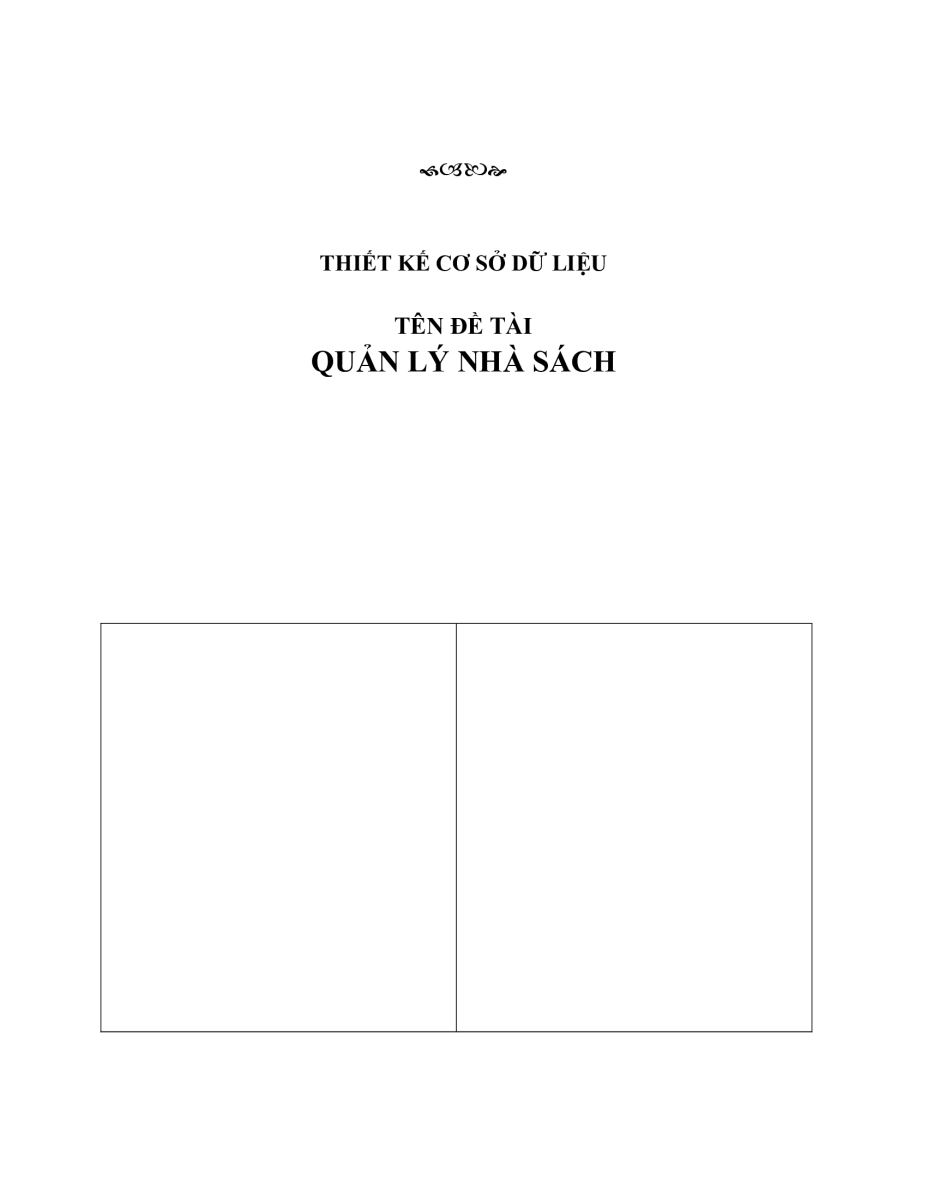 THIẾT KẾ CƠ SỞ DỮ LIỆU QUẢN LÝ NHÀ SÁCH 