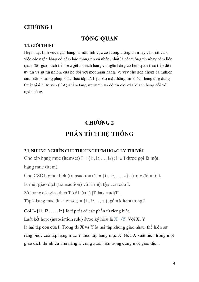 250.Ứng dụng thuật giải di truyền (GA) trong bài toán khai thác tập phổ biến đảm bảo tính riêng tư 